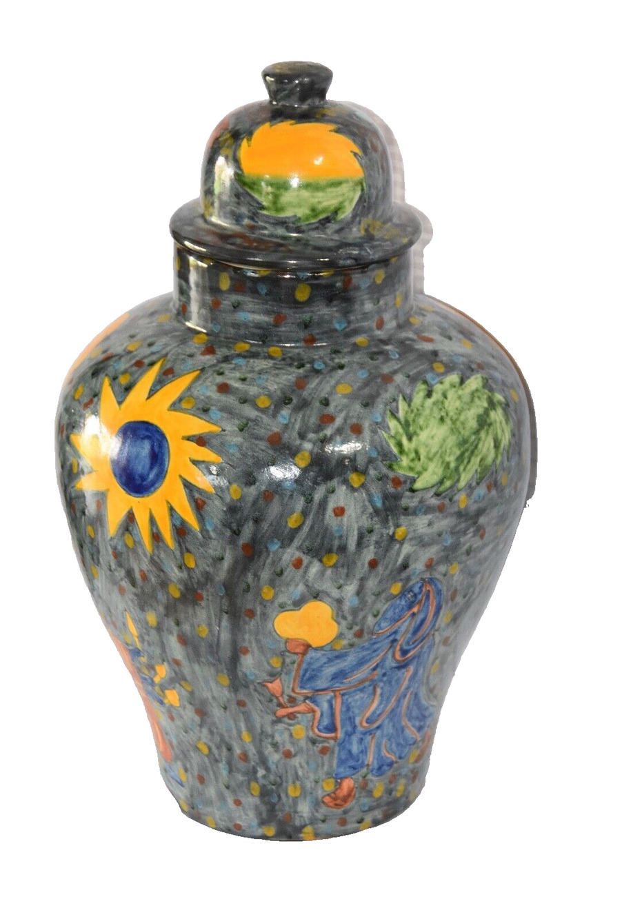 Mexican Fine Art Hand Painted Talavera Ginger Jar by Master Potter J. Vazquez